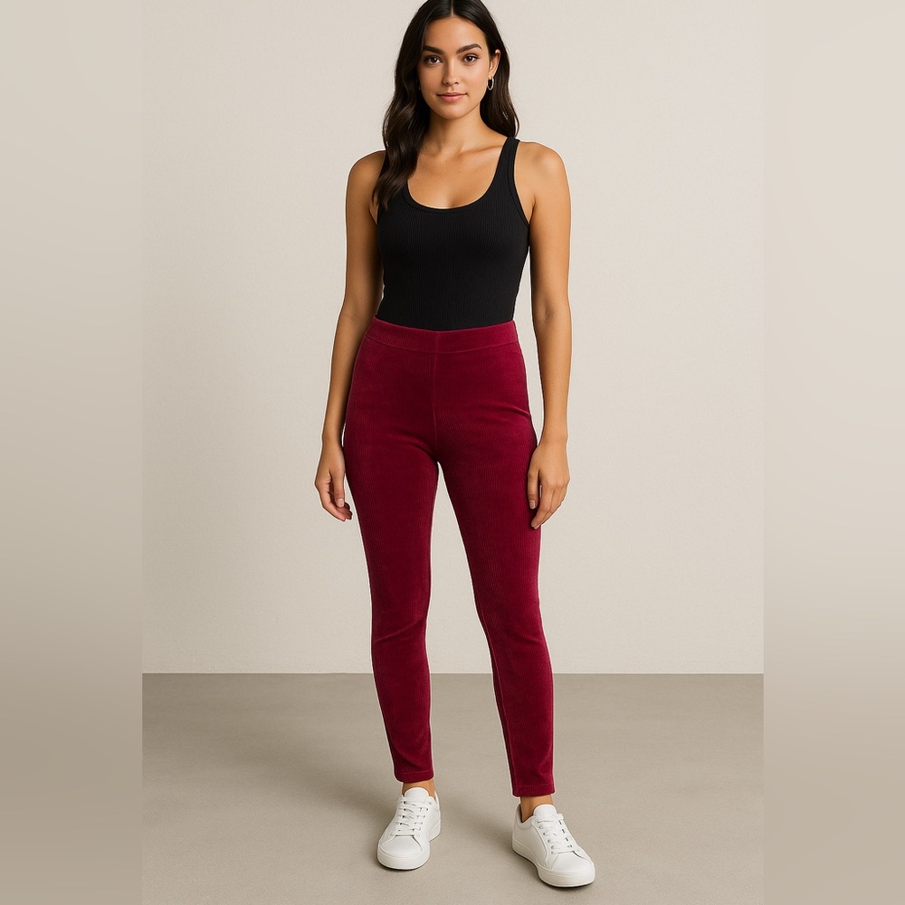 Forever 21 Berry Corduroy Leggings Pants Women’s Small NWT